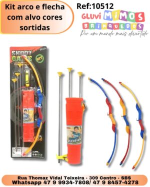 Kit arco e flecha com alvo cores sortidas