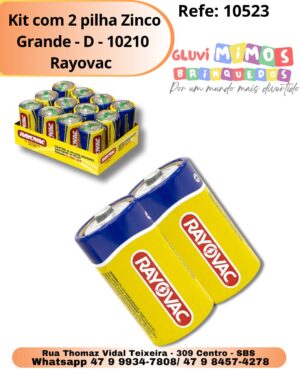 Kit com 2 pilha Zinco Grande - D - 10210 Rayovac