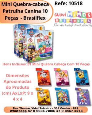 Mini Quebra-cabeça Patrulha Canina 10 Peças  - Brasilflex