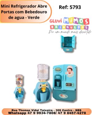 Mini Refrigerador Abre Portas com Bebedouro de agua - Verde