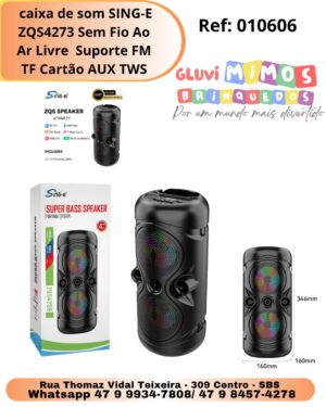 caixa de som SING-E ZQS4273 Sem Fio Ao Ar Livre  Suporte FM TF Cartão AUX TWS