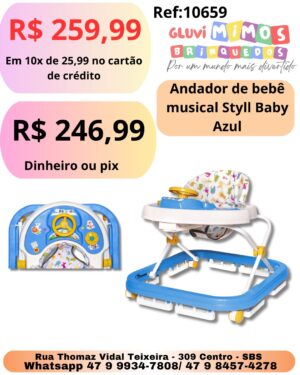 Andador de bebê musical Styll Baby Azul