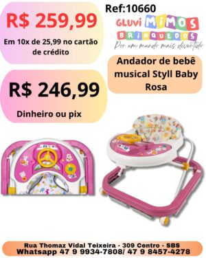 Andador de bebê musical Styll Baby Rosa