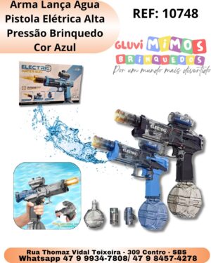 Arma Lança Água Pistola Elétrica Alta Pressão Brinquedo Cor Azul