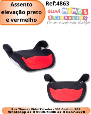 Assento elevação preto e vermelho