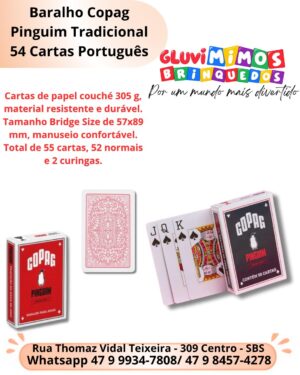 Baralho Copag Pinguim Tradicional 54 Cartas Português