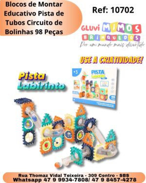 Blocos de Montar Educativo Pista de Tubos Circuito de Bolinhas 98 Peças