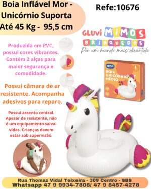 Boia Inflável Unicórnio Mor -  Suporta Até 45 Kg - 95,CM