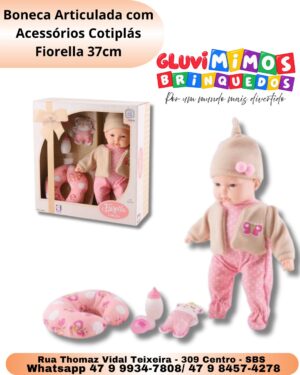 Boneca Articulada com Acessórios Cotiplás Fiorella 37cm
