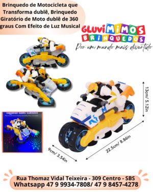 Brinquedo de Motocicleta que Transforma dublê, Brinquedo Giratório de Moto dublê de 360 ​​graus Com Efeito de Luz Musical