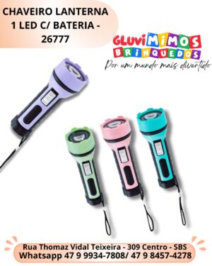 CHAVEIRO LANTERNA 1 LED C/ BATERIA - 26777