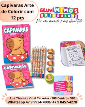 Capivaras Arte de Colorir com 12 pçs