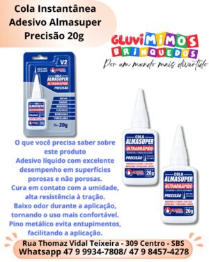 Cola Instantânea Adesivo Almasuper Precisão 20g