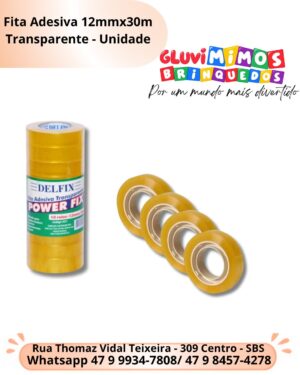 Fita Adesiva 12mmx30m Transparente - Unidade