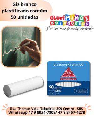 Giz branco plastificado contém 50 unidades