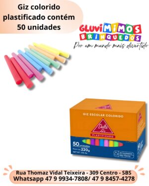 Giz colorido plastificado contém 50 unidades