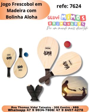 Jogo Frescobol em Madeira com Bolinha Aloha