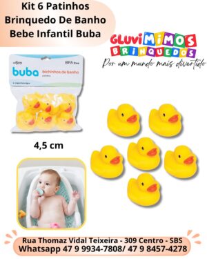 Kit 6 Patinhos Brinquedo De Banho Bebe Infantil Buba