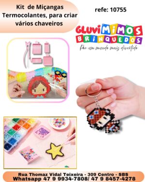 Kit  de Miçangas Termocolantes, para criar vários chaveiros