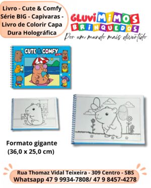 Livro - Cute & Comfy Série BIG - Capivaras - Livro de Colorir Capa Dura Holográfica