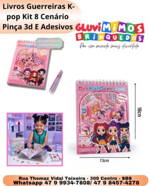 Livros Guerreiras K-pop Kit 8 Cenário Pinça 3d E Adesivos