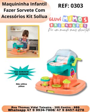 Maquininha Infantil Fazer Sorvete Com Acessórios Kit Sollua