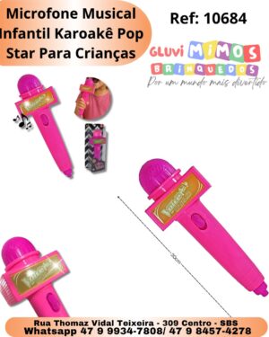 Microfone Musical Infantil Karoakê Pop Star Para CriançasB