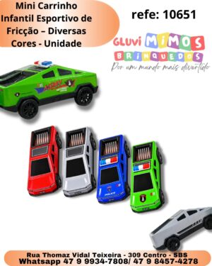 Mini Carrinho Infantil Esportivo de Fricção – Diversas Cores - Unidade