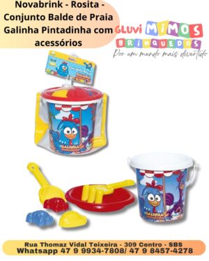 Novabrink - Rosita - Conjunto Balde de Praia Galinha Pintadinha com acessórios