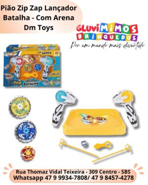 Pião Zip Zap Lançador Batalha - Com Arena  Dm Toys