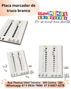Placa marcador de truco branco