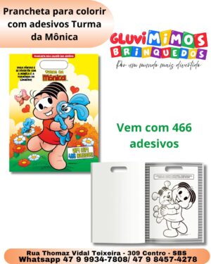 Prancheta para colorir com adesivos Turma da Mônica
