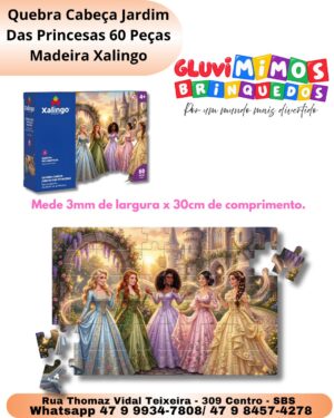 Quebra Cabeça Jardim Das Princesas 60 Peças Madeira Xalingo