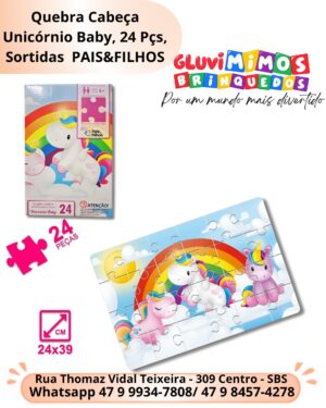 Quebra Cabeça Unicórnio Baby, 24 Pçs, Sortidas  PAIS&FILHOS