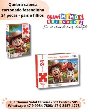 Quebra-cabeca cartonado fazendinha 24 pecas - pais e filhos