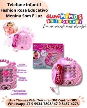 Telefone Infantil Fashion Rosa Educativo Menina Som E Luz