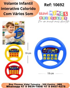 Volante Infantil interativo Colorido Com Vários Som