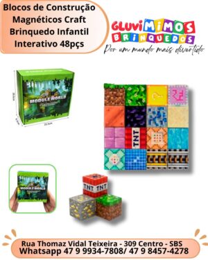 Blocos de Construção Magnéticos Craft Brinquedo Infantil Interativo 48pçs