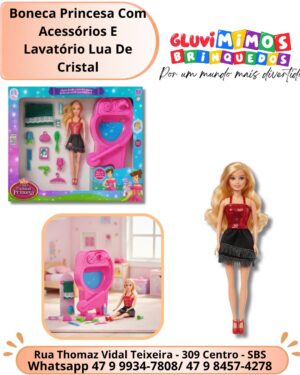 Boneca Princesa Com Acessórios E Lavatório Lua De Cristal