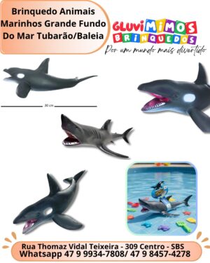 Brinquedo Animais Marinhos Grande Fundo Do Mar Tubarão/Baleia