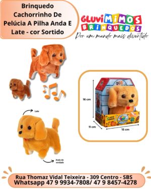 Brinquedo Cachorrinho De Pelúcia A Pilha Anda E Late - cor Sortido