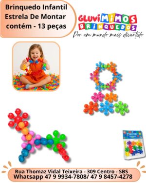 Brinquedo Infantil Estrela De Montar   contém - 13 peças