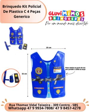 Brinquedo Kit Policial De Plastico C 4 Peças Generico