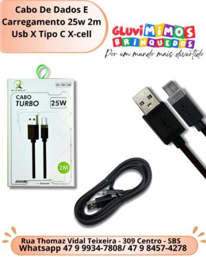 Cabo De Dados E Carregamento 25w 2m Usb X Tipo C X-cell