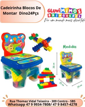 Cadeirinha Blocos De Montar  Dino24Pçs