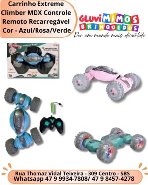 Carrinho Extreme Climber MDX Controle Remoto Recarregável  Cor - AzulRosaVerde (2)