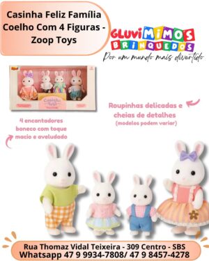 Casinha Feliz Família Coelho Com 4 Figuras - Zoop Toys