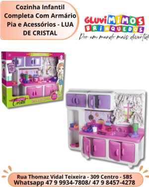 Cozinha Infantil Completa Com Armário Pia e Acessórios - LUA DE CRISTAL