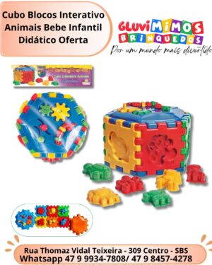 Cubo Blocos Interativo Animais Bebe Infantil Didático Oferta