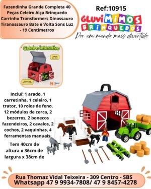 Fazendinha Grande Completa 40 Peças Celeiro Alça Brinquedo